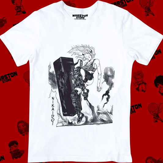 Polera blanca Dorohedoro con diseño inspirado en el anime