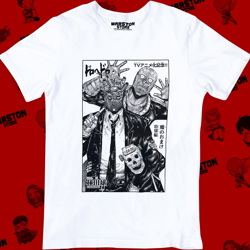 Polera blanca Dorohedoro con diseño inspirado en el anime