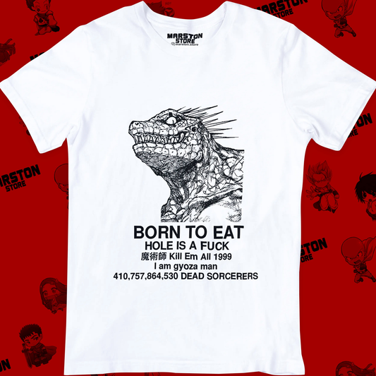 Polera blanca Dorohedoro con diseño inspirado en el anime