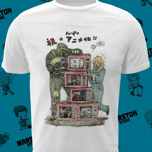 Polera blanca Dorohedoro con diseño inspirado en el anime