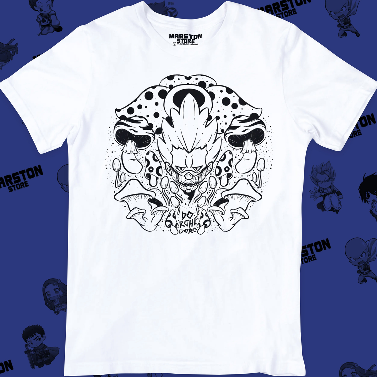 Polera blanca Dorohedoro con diseño inspirado en el anime