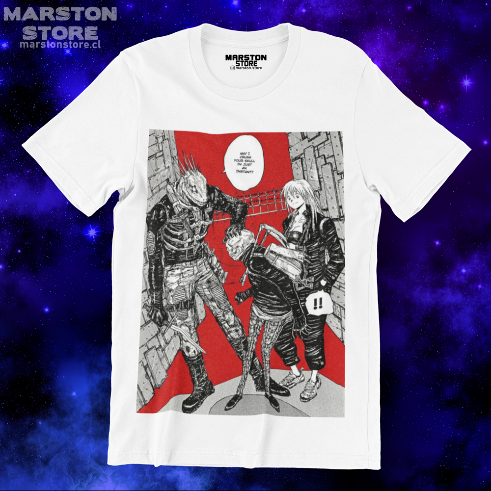 Polera blanca Dorohedoro con diseño inspirado en el anime