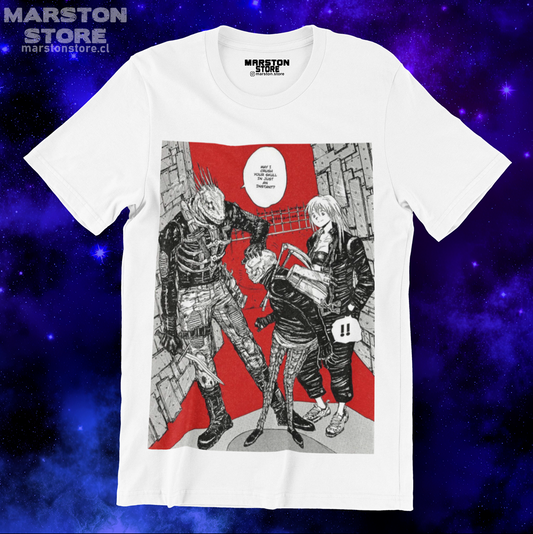 Polera blanca Dorohedoro con diseño inspirado en el anime