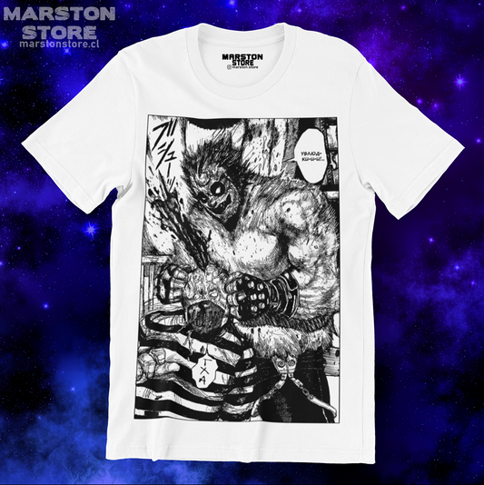 Polera blanca Dorohedoro con diseño inspirado en el anime