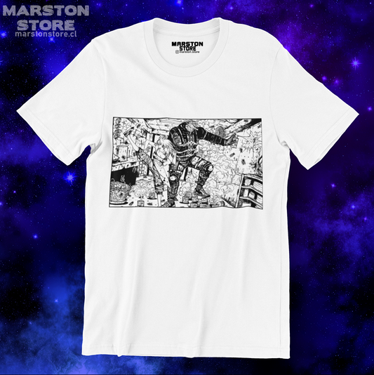 Polera blanca Dorohedoro con diseño inspirado en el anime