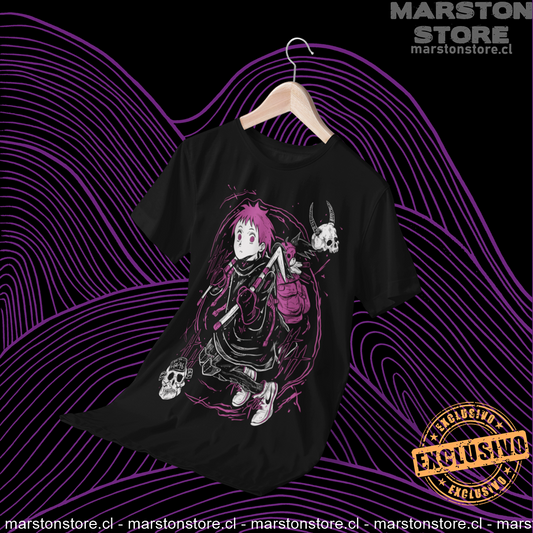 Polera negra Dorohedoro con diseño de Ebisu