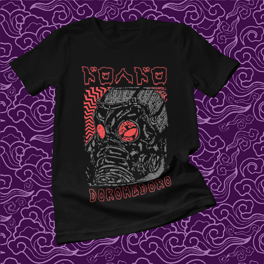 Polera negra Dorohedoro con diseño de Kaiman