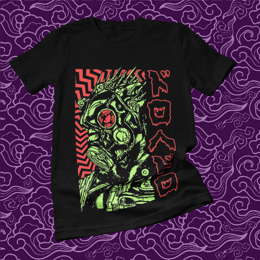 Polera negra Dorohedoro con diseño de Kaiman