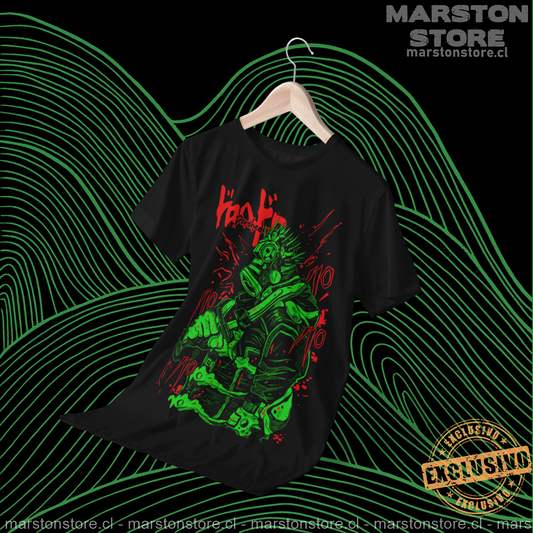 Polera negra Dorohedoro con diseño de Kaiman
