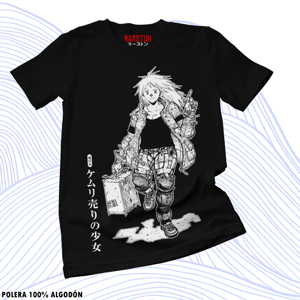 Polera negra Dorohedoro con diseño de Nikaido