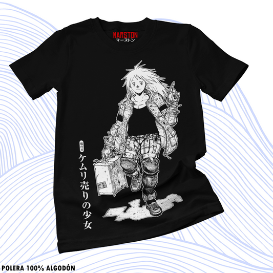 Polera negra Dorohedoro con diseño de Nikaido