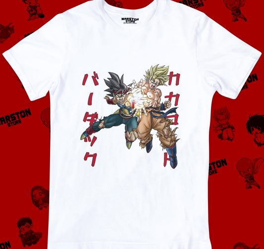 Polera blanca Dragon Ball con Bardock y Goku