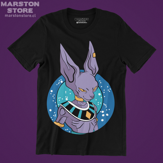 Polera negra Dragon Ball con diseño de Bills