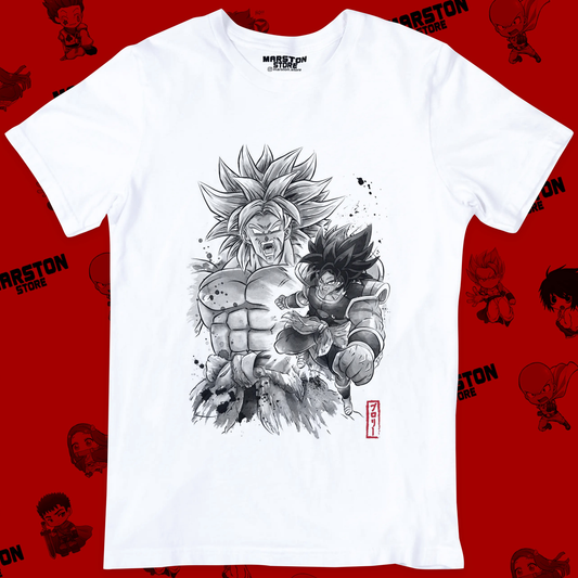 Polera blanca Dragon Ball con diseño de Broly