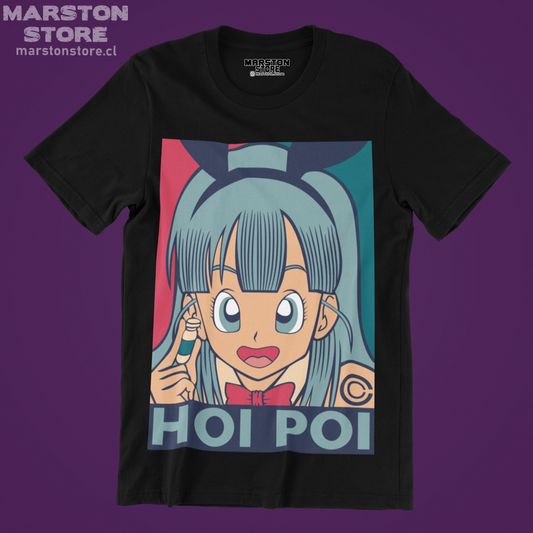 Polera negra Dragon Ball con diseño de Bulma