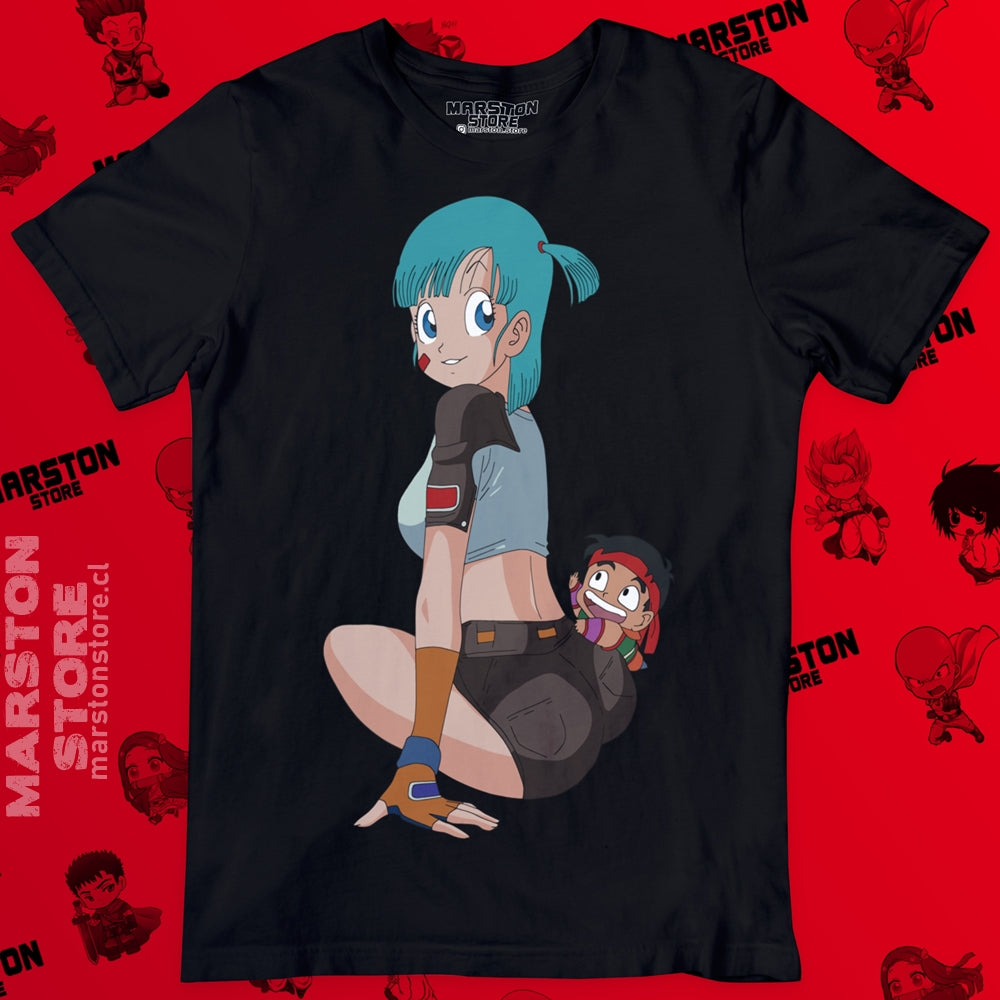 Polera negra Dragon Ball con Bulma y Yamcha