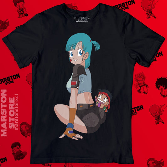 Polera negra Dragon Ball con Bulma y Yamcha