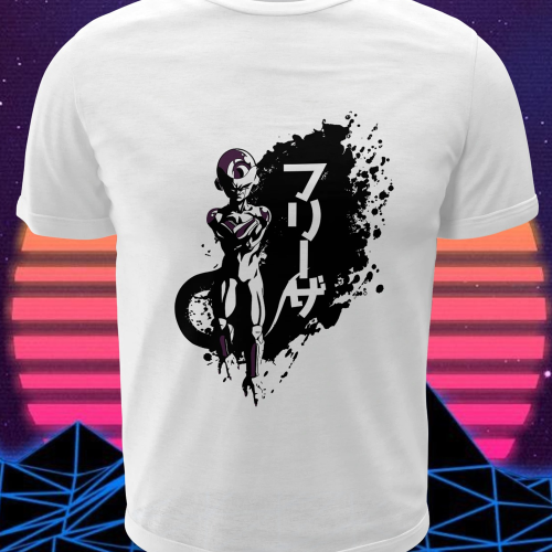 Polera blanca Dragon Ball con diseño de Freezer