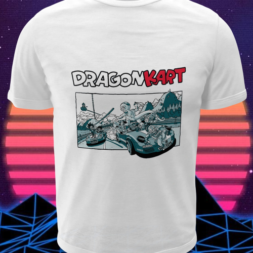Polera blanca Dragon Ball con Freezer, Goku y Bulma