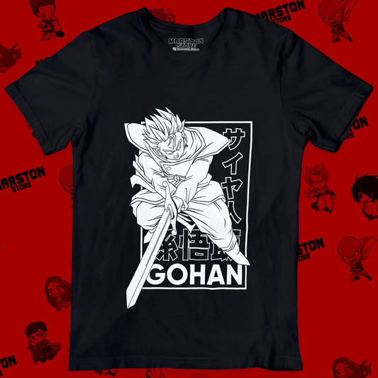 Polera negra Dragon Ball con diseño de Gohan