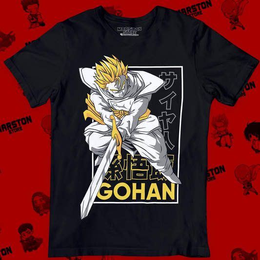 Polera negra Dragon Ball con diseño de Gohan