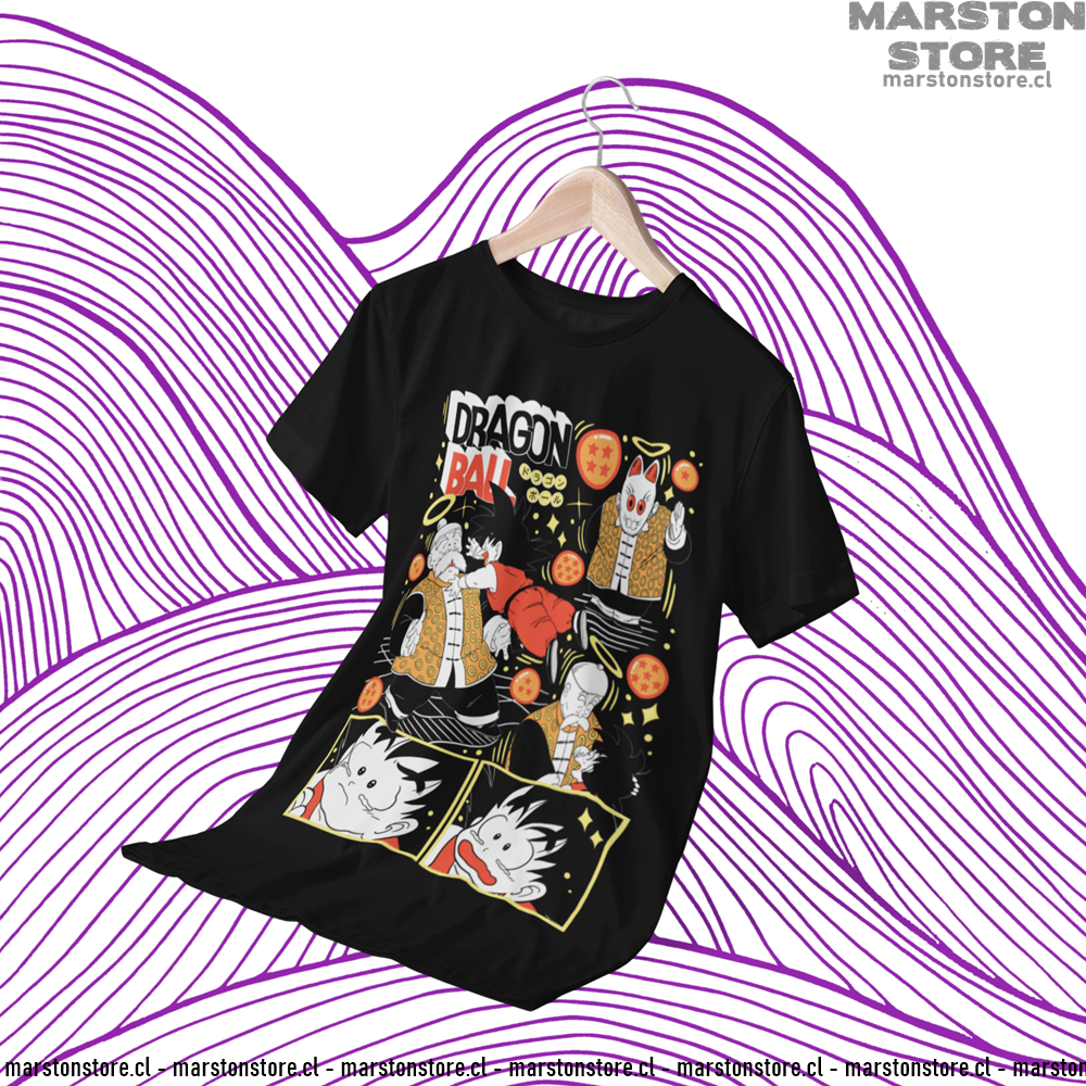 Polera negra Dragon Ball con Goku y Abuelo Gohan