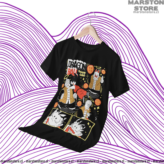 Polera negra Dragon Ball con Goku y Abuelo Gohan