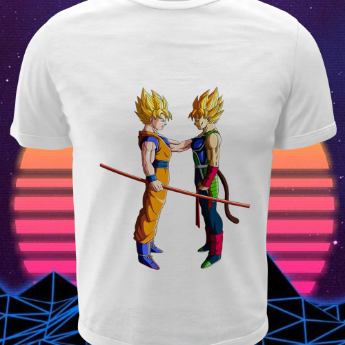 Polera blanca Dragon Ball con Goku y Bardock