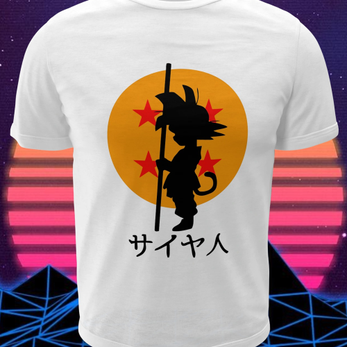 Polera blanca Dragon Ball con diseño de Goku
