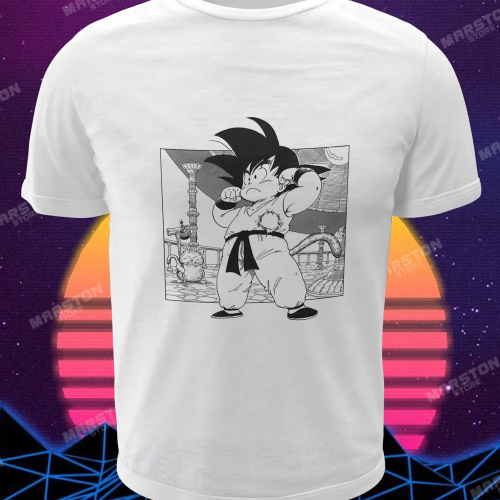 Polera blanca Dragon Ball con diseño de Goku