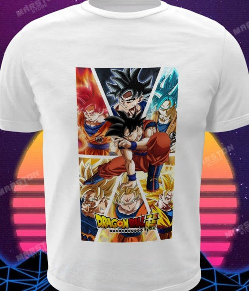 Polera blanca Dragon Ball con diseño de Goku