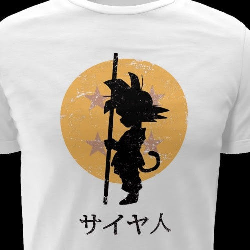 Polera blanca Dragon Ball con diseño de Goku