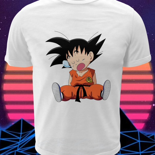 Polera blanca Dragon Ball con diseño de Goku