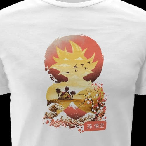 Polera blanca Dragon Ball con diseño de Goku