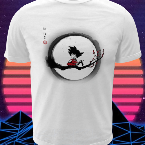 Polera blanca Dragon Ball con diseño de Goku
