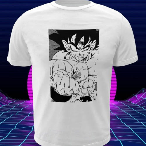 Polera blanca Dragon Ball con diseño de Goku