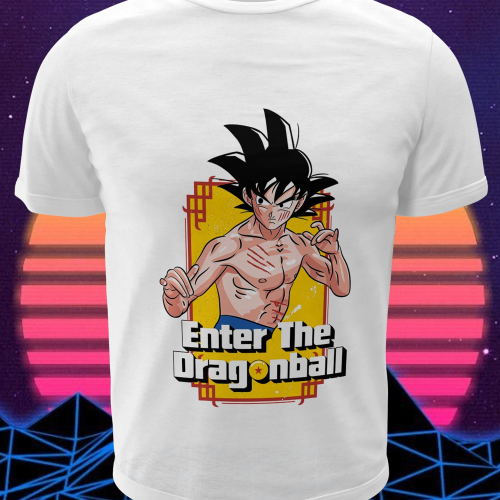Polera blanca Dragon Ball con diseño de Goku
