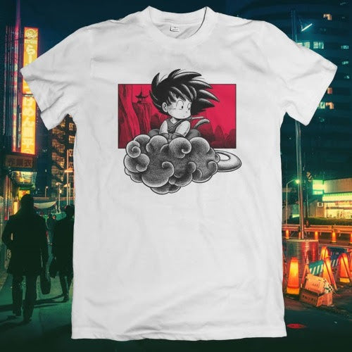 Polera blanca Dragon Ball con diseño de Goku