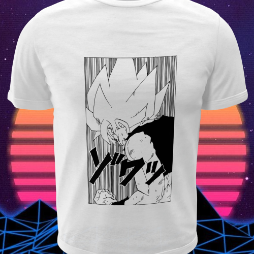 Polera blanca Dragon Ball con diseño de Goku