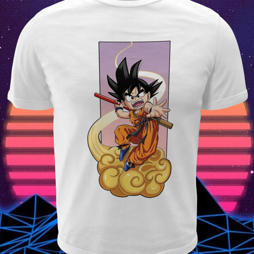 Polera blanca Dragon Ball con diseño de Goku