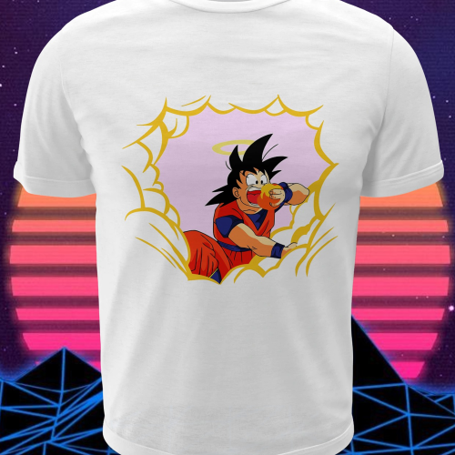 Polera blanca Dragon Ball con diseño de Goku