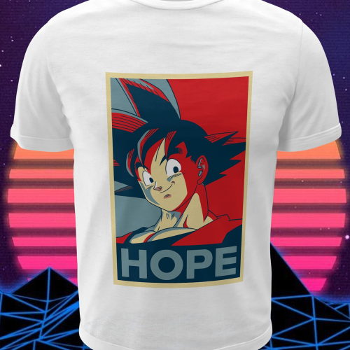 Polera blanca Dragon Ball con diseño de Goku