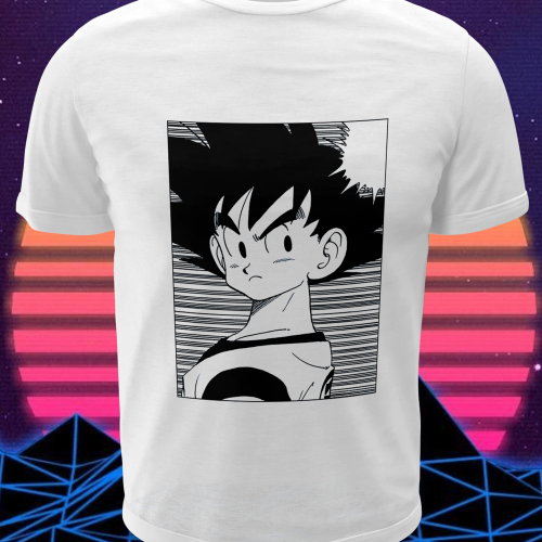 Polera blanca Dragon Ball con diseño de Goku