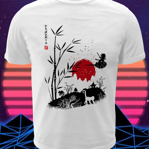 Polera blanca Dragon Ball con diseño de Goku