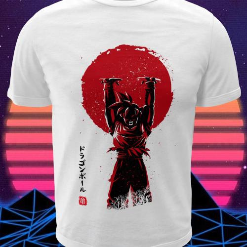 Polera blanca Dragon Ball con diseño de Goku