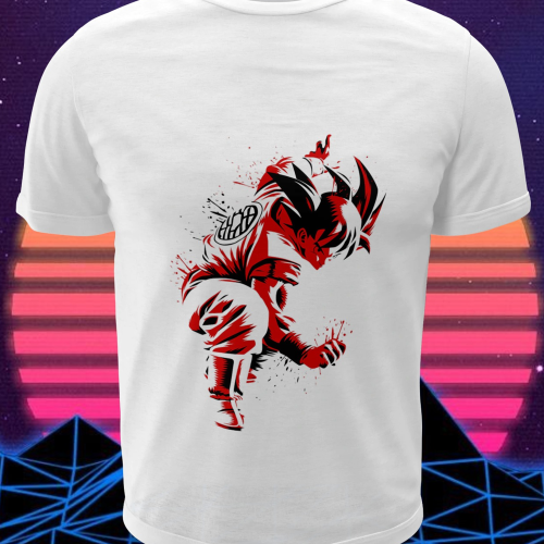 Polera blanca Dragon Ball con diseño de Goku