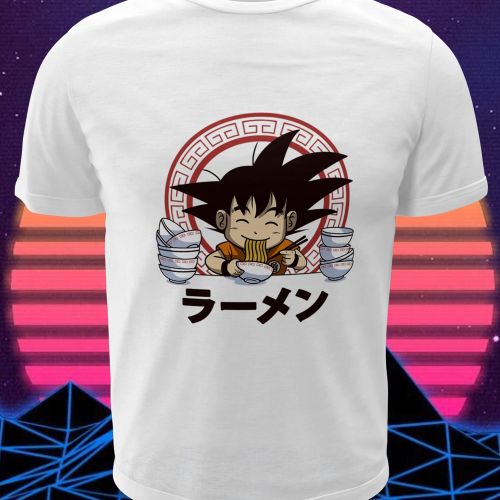 Polera blanca Dragon Ball con diseño de Goku