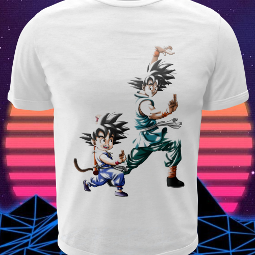 Polera blanca Dragon Ball con diseño de Goku