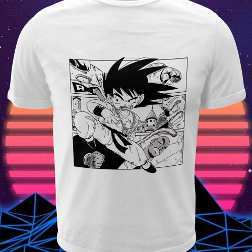 Polera blanca Dragon Ball con diseño de Goku
