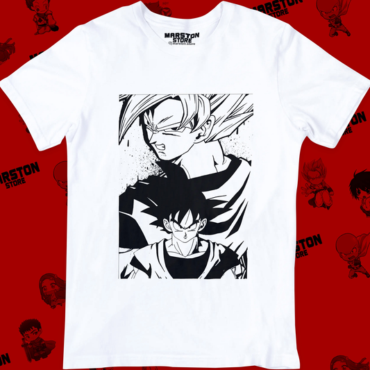 Polera blanca Dragon Ball con diseño de Goku